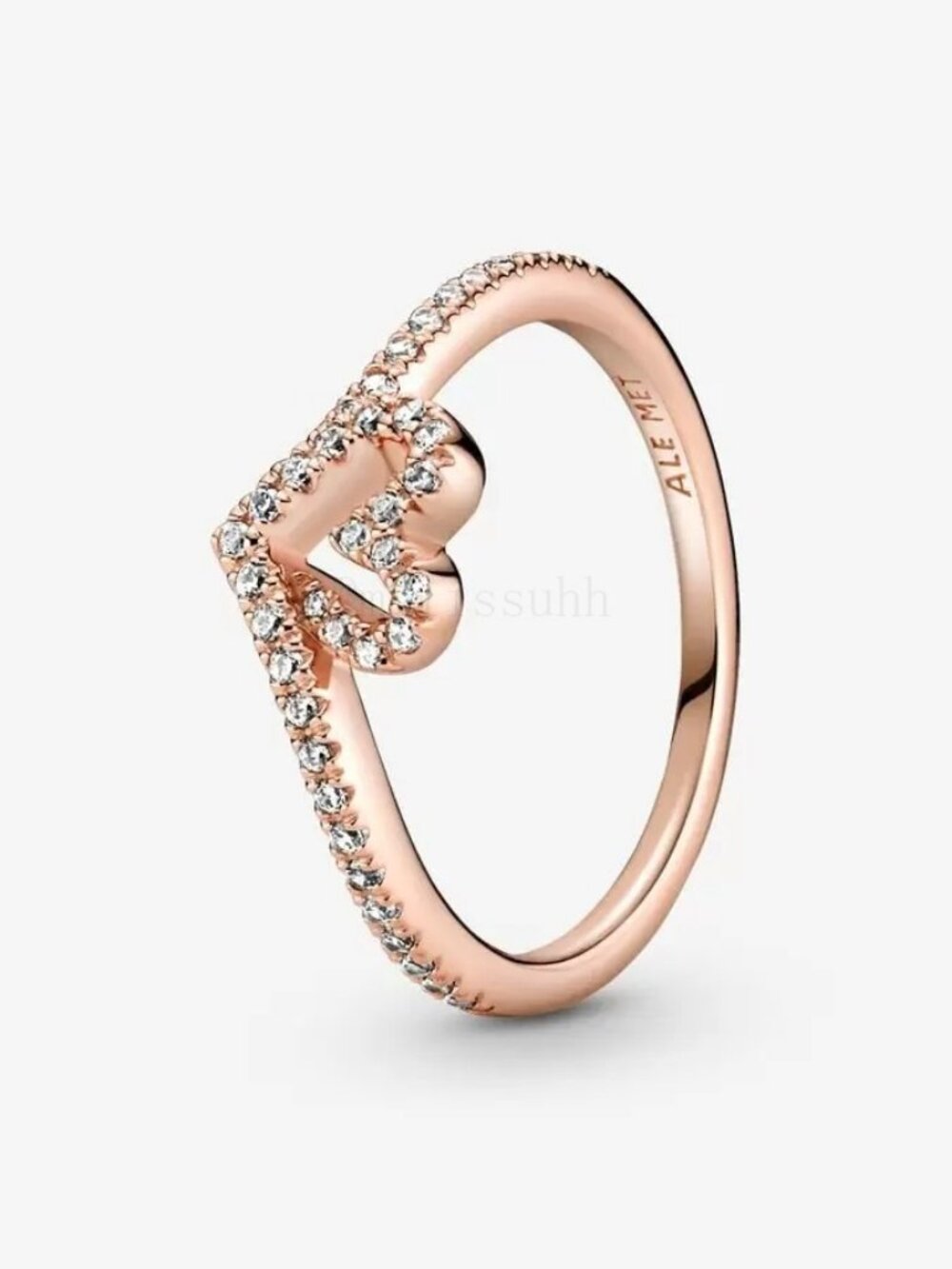 Pandora Sparkling Wishbone Heart Ring